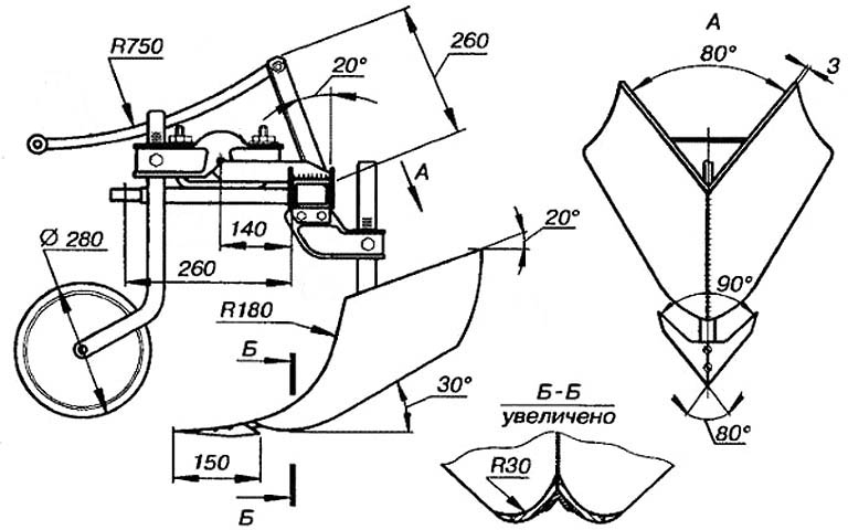 Чертежи картофельного плуга с чизельной лапой
